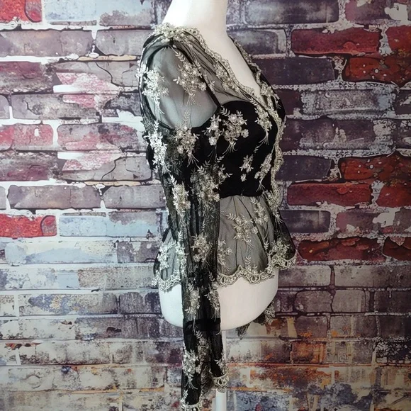 Vie By Victoria Royal Beaded Wrap Top - Picture 4 of 6